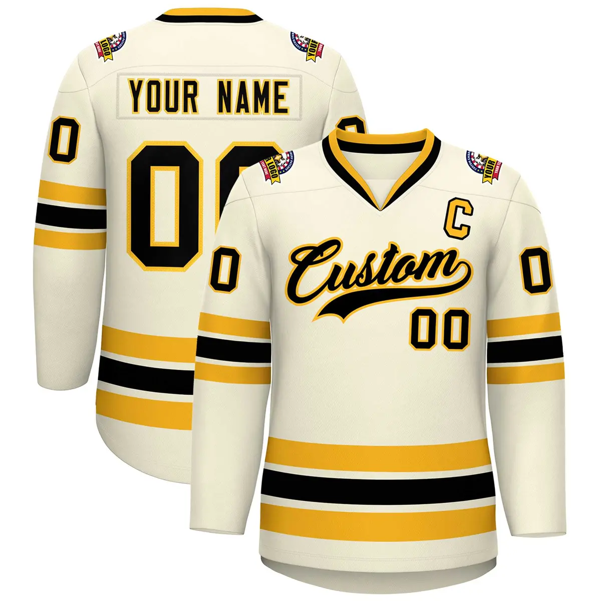 Khaki Black-Gold Classic Hockey Jersey