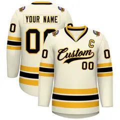 Khaki Black-Gold Classic Hockey Jersey 1