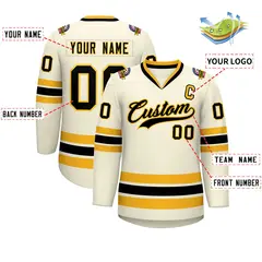 Khaki Black-Gold Classic Hockey Jersey 2
