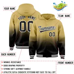 Khaki Black Gradient Varsity Letterman Jacket Hoodie 4