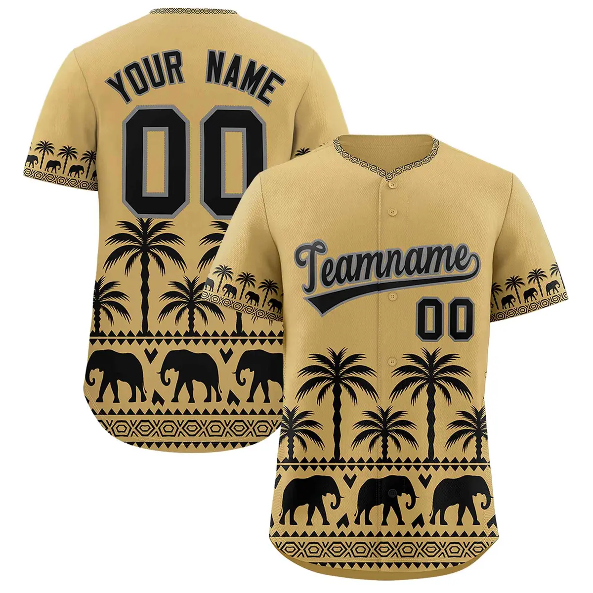Khaki Black Graffiti Pattern Bossinia Style Baseball Jersey