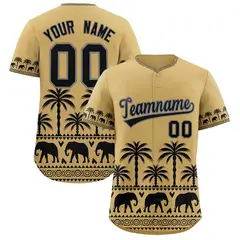 Khaki Black Graffiti Pattern Bossinia Style Baseball Jersey 1