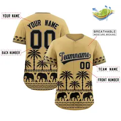 Khaki Black Graffiti Pattern Bossinia Style Baseball Jersey 2