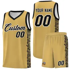 Khaki Black Indians Pattern Sports Uniform Basketball Jersey 1