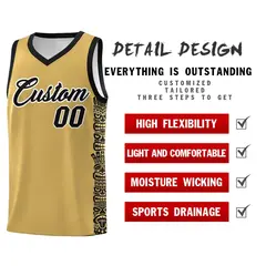 Khaki Black Indians Pattern Sports Uniform Basketball Jersey 2