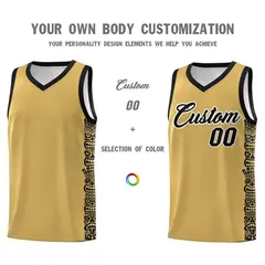 Khaki Black Indians Pattern Sports Uniform Basketball Jersey 3