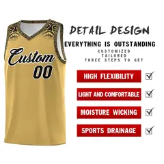 Khaki Black Indians Print Basketball Uniform Jersey 2