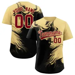 Khaki Black Ink Pattern Authentic Baseball Jersey 1
