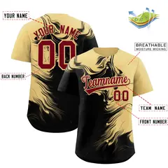 Khaki Black Ink Pattern Authentic Baseball Jersey 2
