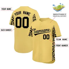 Khaki Black Leopard Graffiti Side Baseball Jersey 2