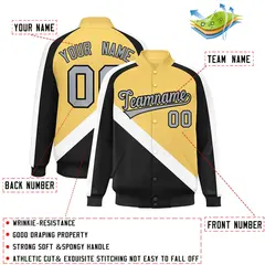 Khaki Black Raglan Varsity Letterman Baseball Jacket 2
