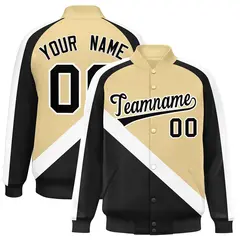 Khaki Black Raglan Varsity Letterman Baseball Jacket 1
