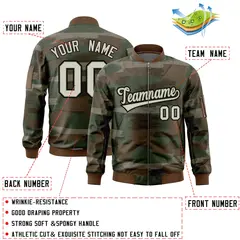 Khaki Black Varsity Full-Zip Camo Letterman Bomber Jacket 2