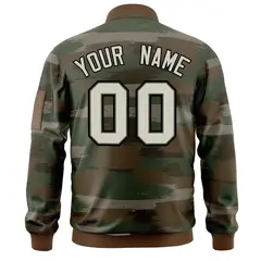 Khaki Black Varsity Full-Zip Camo Letterman Bomber Jacket 4
