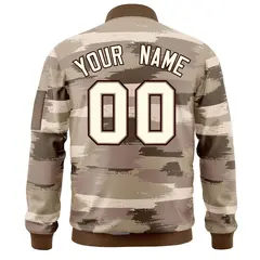 Khaki Black Varsity Full-Zip Camo Letterman Bomber Jacket 4