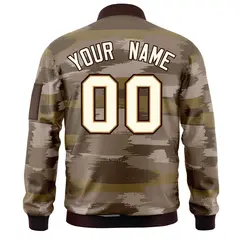 Khaki Black Varsity Full-Zip Camo Letterman Bomber Jacket 4