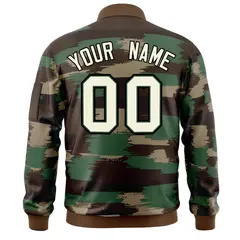 Khaki Black Varsity Full-Zip Camo Letterman Bomber Jacket 4
