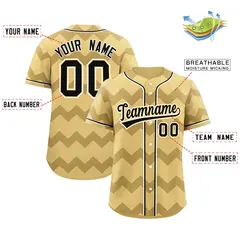 Khaki Black-White Ripple Design Authentic Baseball Jersey 2