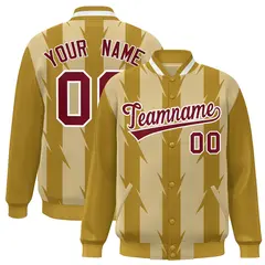 Khaki Blade Pattern Raglan Varsity Letterman Baseball Jacket 1
