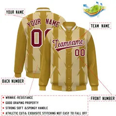 Khaki Blade Pattern Raglan Varsity Letterman Baseball Jacket 2