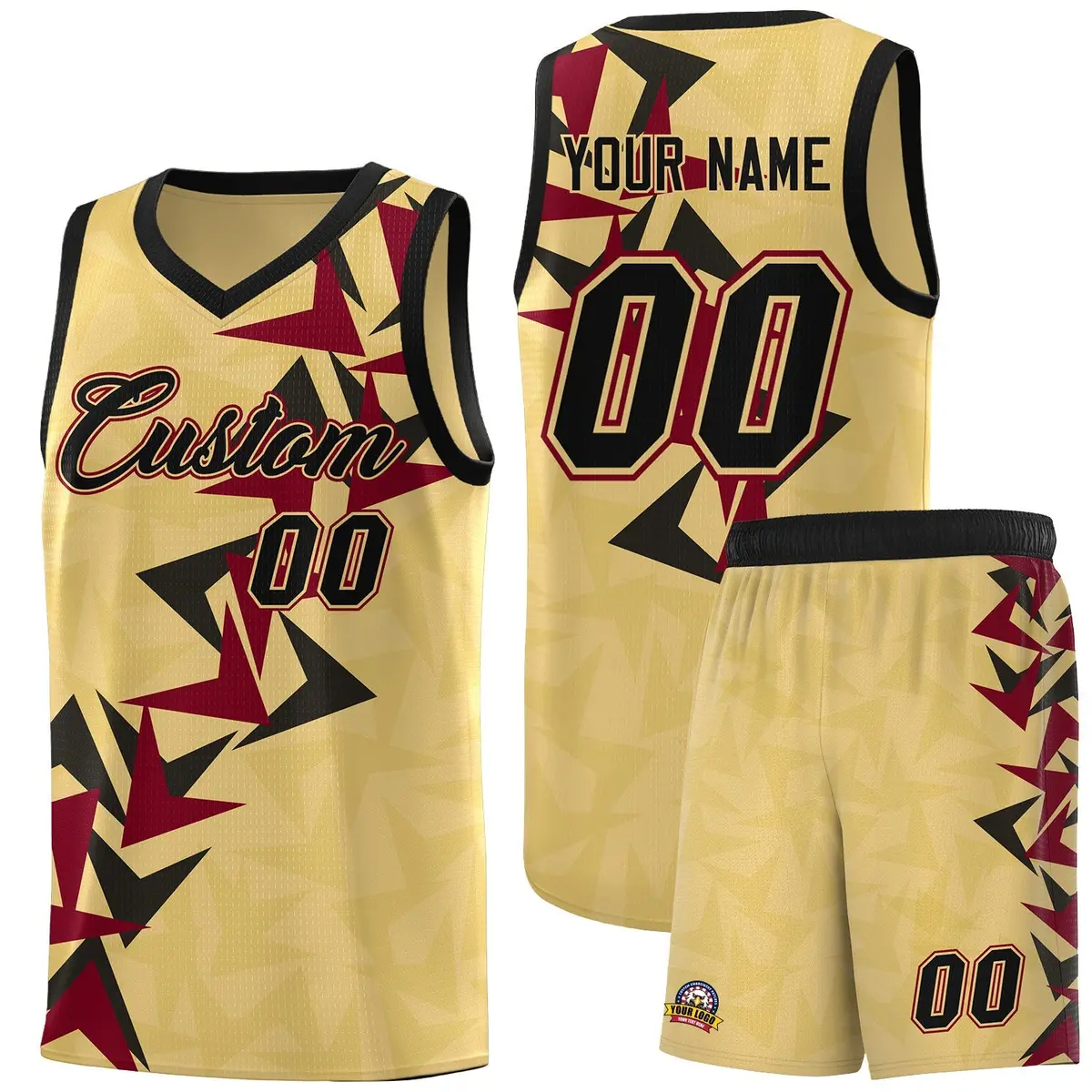 Khaki Boomerang Pattern Basketball Jersey