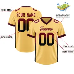 Khaki Cardinal and Black Gradient Sides Football Jersey 2