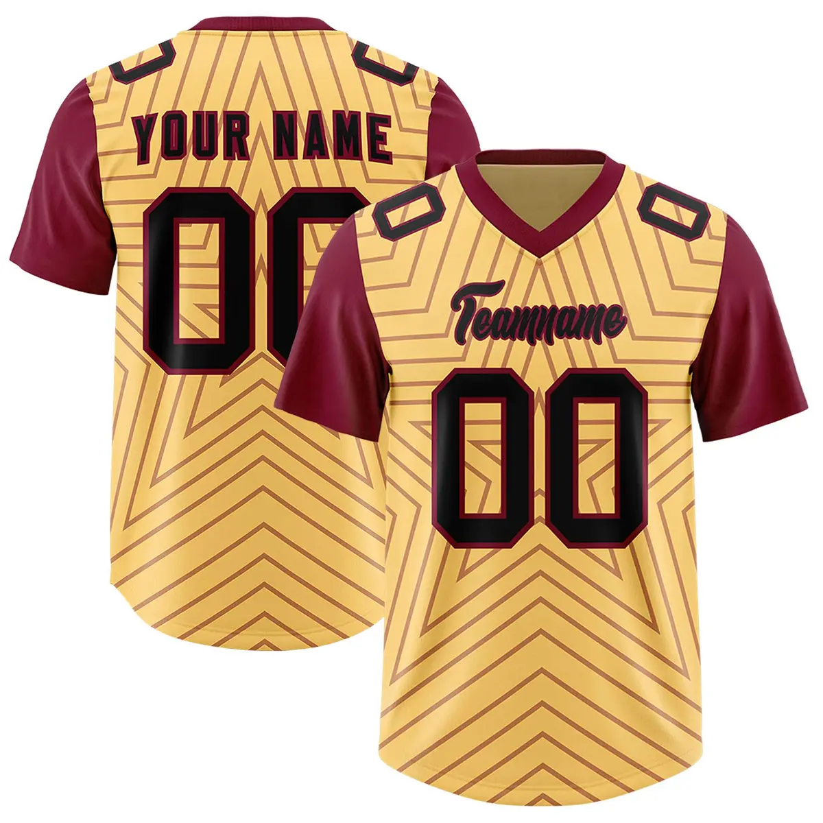 Khaki Cardinal Star Pattern Raglan Sleeves Football Jersey