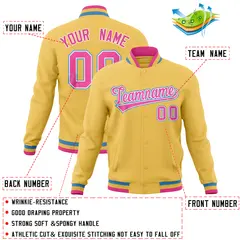 Khaki Classic Varsity Full-Snap Letterman Baseball Jacket 4