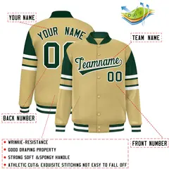 Khaki Color Block Varsity Letterman Jacket 2
