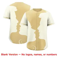 Khaki Cream Valentine's Day Couple Silhouettes Baseball Jersey 2