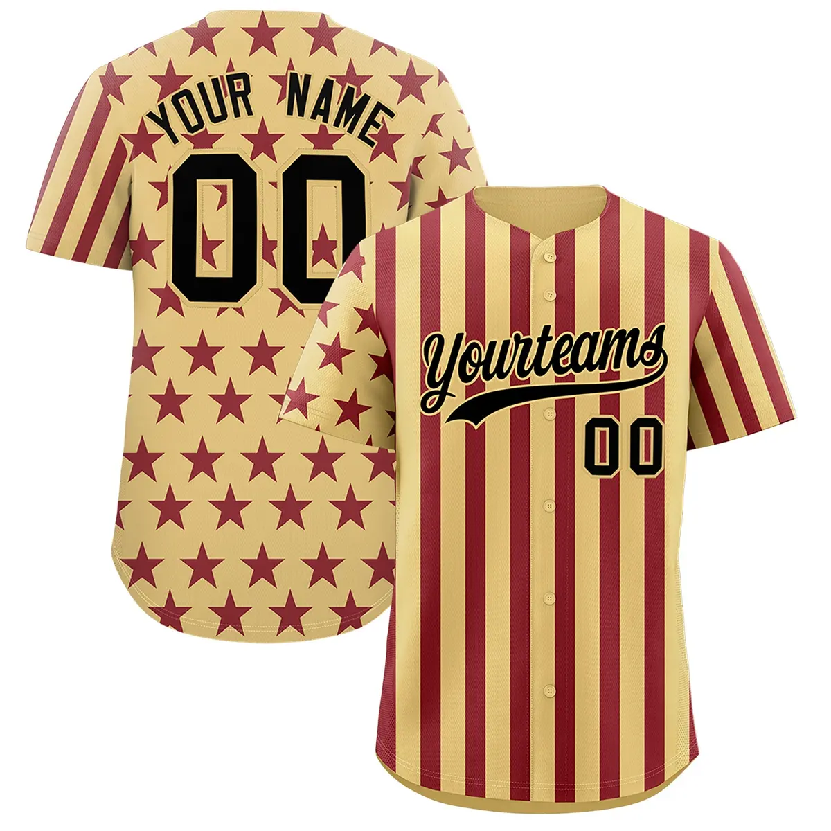 Khaki Crimson American Flag Graffiti Baseball Jersey