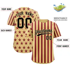 Khaki Crimson American Flag Graffiti Baseball Jersey 2