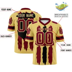 Khaki Crimson and Black Graffiti Flag Football Jersey 2