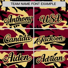 Khaki Crimson Black Camo Gradient Fashion Baseball Jersey 3