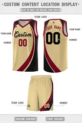Khaki Crimson-Black Color Block Sports Basketball Jersey 2