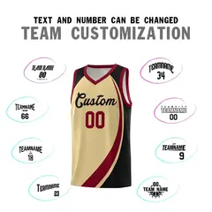 Khaki Crimson-Black Color Block Sports Basketball Jersey 3