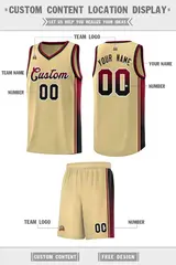 Khaki Crimson-Black Gradient Basketball Jersey 2
