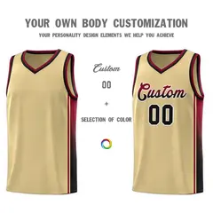 Khaki Crimson-Black Gradient Basketball Jersey 3