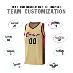 Khaki Crimson-Black Gradient Basketball Jersey 4