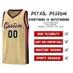 Khaki Crimson-Black Gradient Basketball Jersey 5