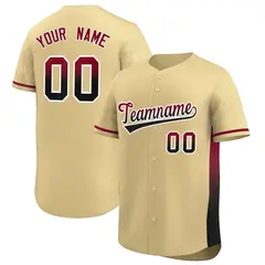 Khaki Crimson Black Gradient Side Authentic Baseball Jersey 1