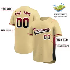 Khaki Crimson Black Gradient Side Authentic Baseball Jersey 2