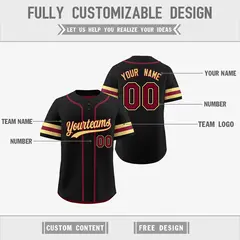Khaki Crimson Black Reversible Two-Button Baseball Jersey 3