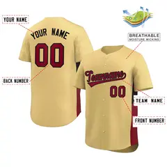 Khaki Crimson-Black Side Two-Tone Authentic Baseball Jersey 2
