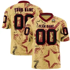 Khaki Crimson Black Star Graffiti Authentic Football Jersey 1