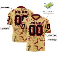Khaki Crimson Black Star Graffiti Authentic Football Jersey 2