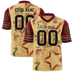 Khaki Crimson Black Star Pattern Authentic Football Jersey 1