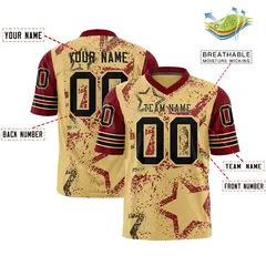 Khaki Crimson Black Star Pattern Authentic Football Jersey 2