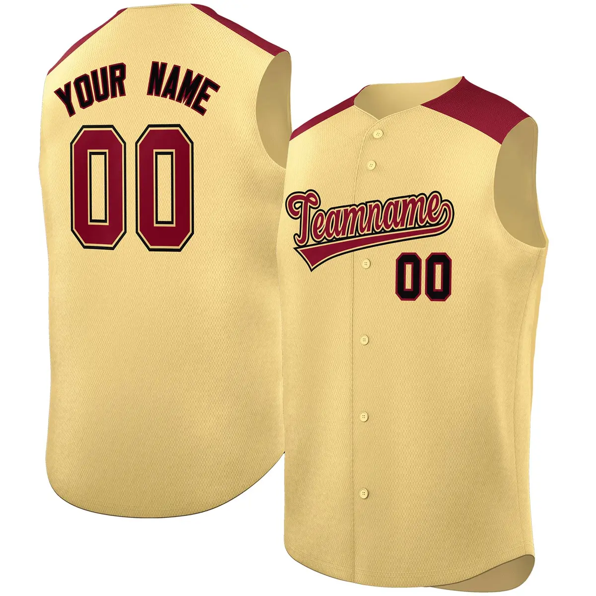 Khaki Crimson Classic Authentic Sleeveless Baseball Jersey
