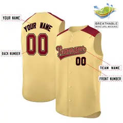 Khaki Crimson Classic Authentic Sleeveless Baseball Jersey 2